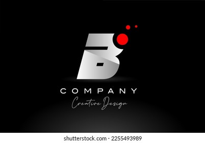 B alphabet letter logo with red dot and black and white color. Corporate creative template design for business and company