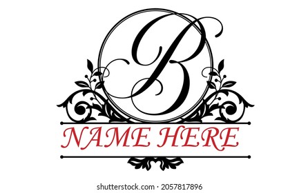 B Alphabet round letter frame abstract monogram vector logo template