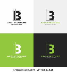 B Vector de diseño de logotipo de letra de arquitectura  