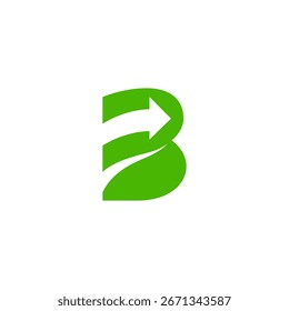 Diseño de logotipo dinámico de naturaleza verde de flecha