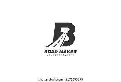 B asphalt logo design inspiration. Vector letter template design for brand.