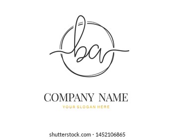 B A BA Initial handwriting logo design with circle. Beautyful design handwritten logo for fashion, team, wedding, luxury logo.