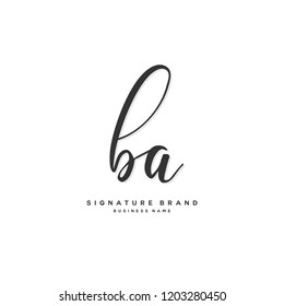 B A BA Initial letter handwriting and  signature logo concept design