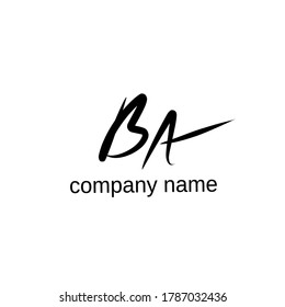 B A BA initial letter handwriting and signature logo