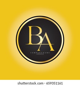 B & A or BA Letter Logo Design Company with Circle Shape . Logo Template Design Vector 