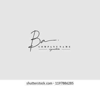 B A BA Signature initial logo template vector