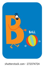 B for ball alphabet flashcards template for baby vector/illustration