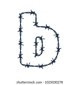 B Barbed Wire Letter Logo Icon Design