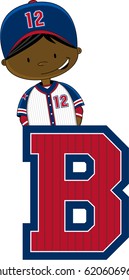 B is for Baseball Alphabet Learning Illustration