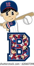 B is for Baseball Alphabet Learning Illustration