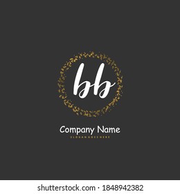 B BB Diseño inicial de la letra y el logotipo de la firma con círculo. Hermoso diseño de logo escrito a mano para moda, equipo, boda, logo de lujo.
