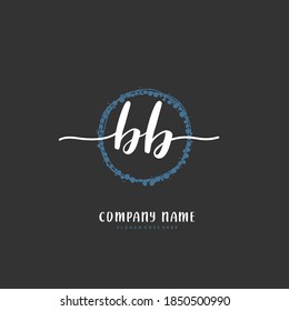 B BB Initial handwriting and signature logo design with circle. Beautiful design handwritten logo for fashion, team, wedding, luxury logo.