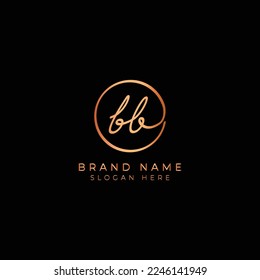 B BB Initial letter handwritten and signature vector logo. Business template in round shape line art