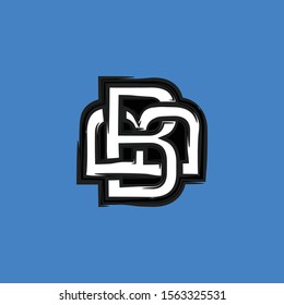 B or BB letter logo icon sign. Vintage handmade sport alphabet, college team script font. Vector illustration elements for club banner, t-shirt, labels, posters etc.