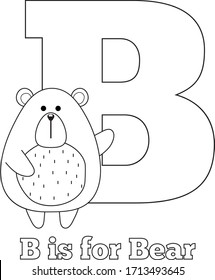 B is for bear upper case letter B