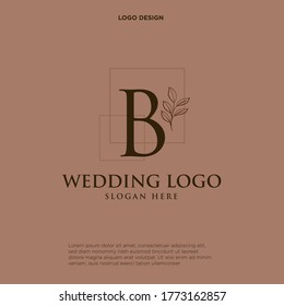 B Beauty vector initial logo, handwriting logo of initial signature, wedding, fashion, jewerly, boutique, floral and botanical with creative template for any company or business.