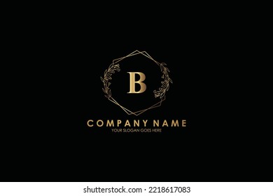 B Logo inicial del vector de belleza, logotipo de escritura a mano de firma inicial, boda, moda, joyas, boutique, floral y botánica con plantilla creativa para cualquier empresa o negocio.