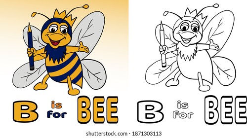b for bee alphabet coloring book vector