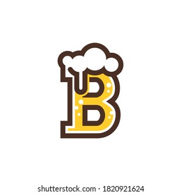 b for beer logo. letter b, beer, and froth above it