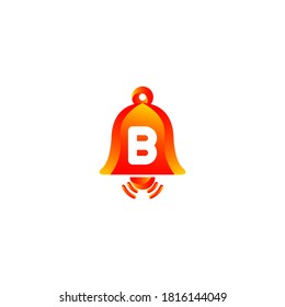 b Diseño del logotipo del icono de la campana.b Letra Bell logo con gradiente.Diseño del logotipo de la alarma.Icono de notificación de alarma vector