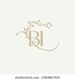 B I BI Beauty vector initial logo, handwriting logo of initial signature, wedding, fashion, jewerly, boutique, floral and botanical with creative template