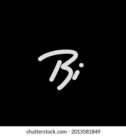 B i Bi initial logo handwriting template vector