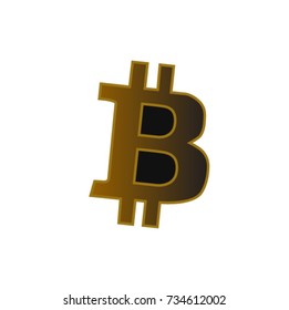 B for billionaire, Bitcoin crypto currency blockchain flat logo a colored triangular background. Block chain bitcoin sticker for web or print. Bitcoin logo.