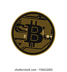  B for billionaire, Bitcoin crypto currency blockchain flat logo a colored triangular background. Block chain bitcoin sticker for web or print. Bitcoin logo.