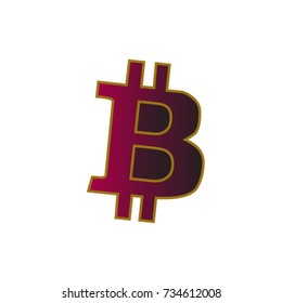 B for billionaire, Bitcoin crypto currency blockchain flat logo a colored triangular background. Block chain bitcoin sticker for web or print. Bitcoin logo.