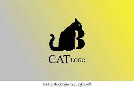B black cat creative design, minimal logo with yellow Gary gradient background.