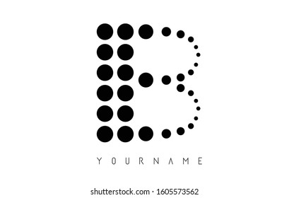 B Black Dotted Letter Logo Design. Dotted shape logotype.