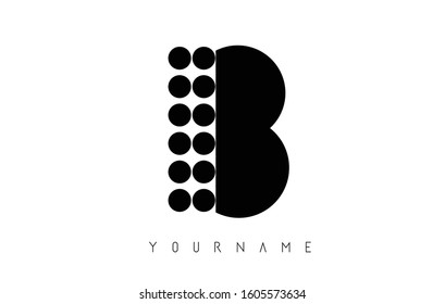 B Black Letter Logo with Dots. Dotted shape logotype.