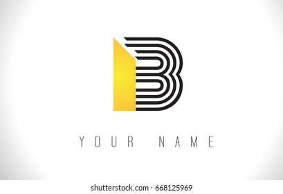 B Black Lines Letter Logo. Creative Line Letters Design Vector Template.