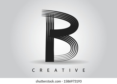 B black modern creative letter. Uppercase letter for icon, logo, label, cover, hair style, beauty business, company name, cosmetics or web page graphic design resource.