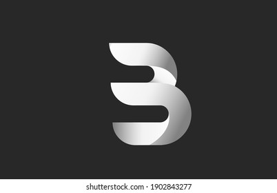 B logotipo de letras de gradiente en blanco y negro para marca y negocios. Diseño de letras e identidad corporativa. Plantilla de icono creativo