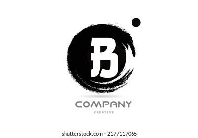 B black and white grunge alphabet letter logo icon design with japanese style lettering. Creative template for business and company