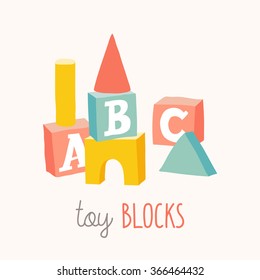 B is for blocks. Colorful alphabet cubes with A,B,C letters.  Isolated vector eps 10 illustration on white background.