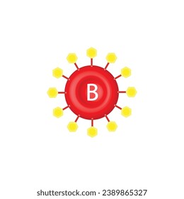 Grupo sanguíneo B. Donación de sangre. Glóbulos rojos. Ilustración vectorial.