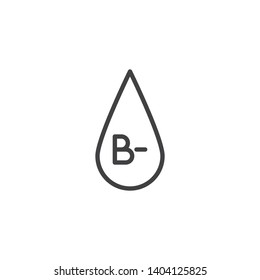 B- blood type line icon. linear style sign for mobile concept and web design. B minus, negative blood group outline vector icon. Symbol, logo illustration. Vector graphics