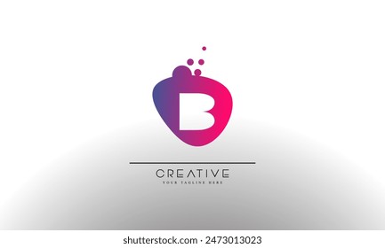 B blue circle Magenta Dotted Bubble Letter Logo Design. Dots Lettering Vector Illustration
