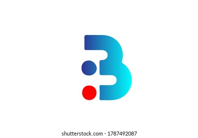 B blue red alphabet letter logo icon. Gradient design for business and company identity