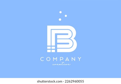 B blue white alphabet letter logo with lines and dots. Corporate creative template design for business and company