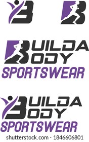 B body building icon logo