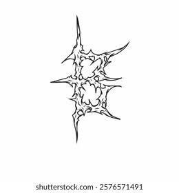 B, bold tribal letter design with sharp edges and abstract curves, perfect for tattoos, band logos, and apparel printing