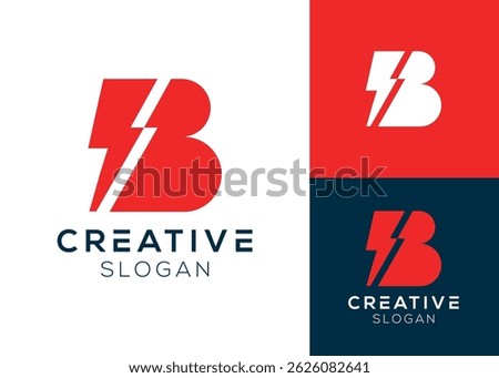 B bolt logo design. Letter B with lightning element logo design