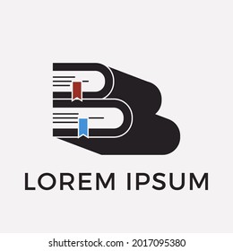 B para la ilustración vectorial de diseño del logotipo del libro