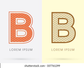 B, Brick, Construction font graphic design.