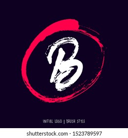 B brush style hand drawn lettering alphabet logo concept. symbol and icon of B