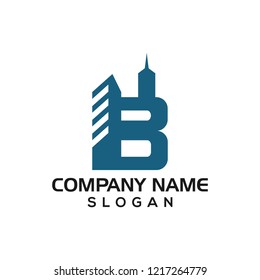 B building construction, Initial B with building concept as logo icon template for construction business etc.