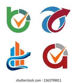 A - B Business Financial Abstract Logo Icon Symbol Collection